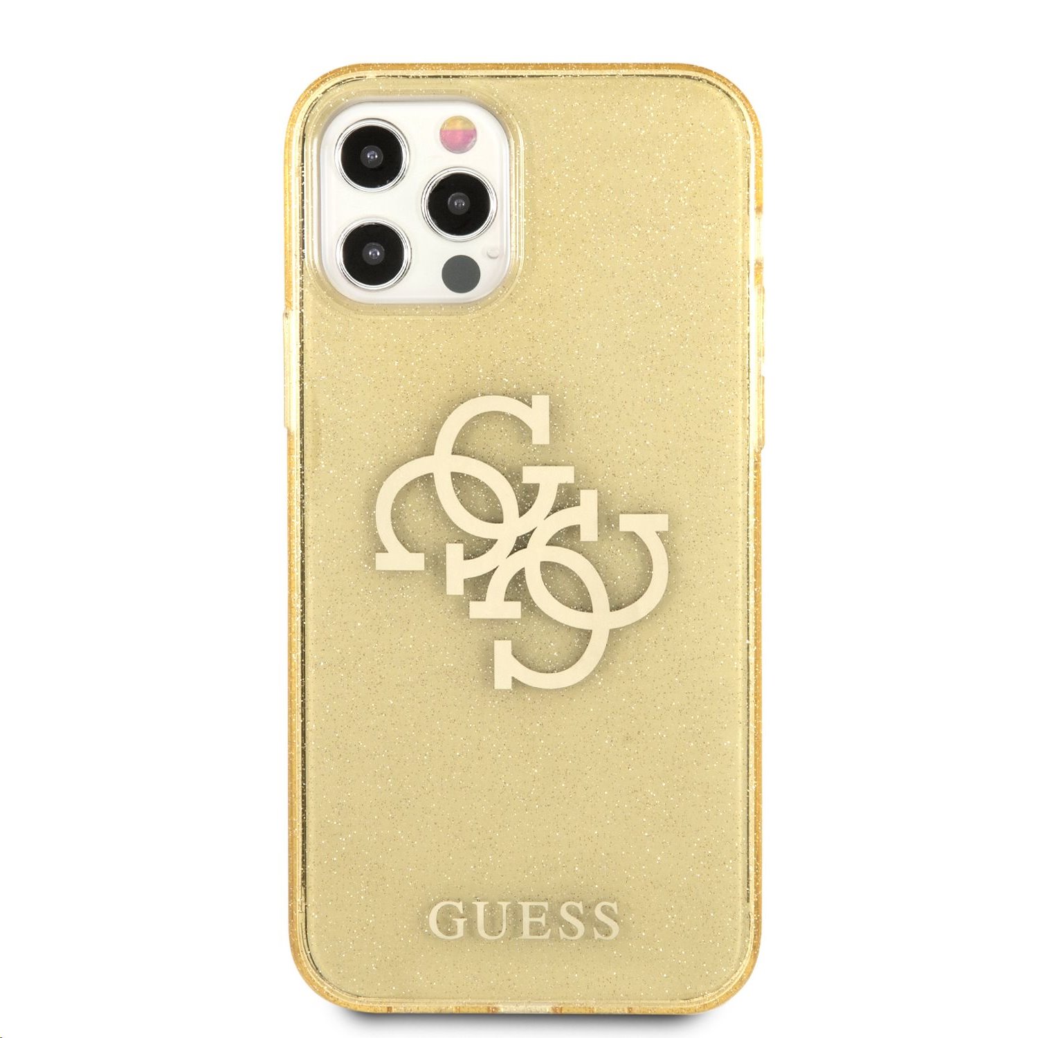 Zadní kryt Guess TPU Big 4G Full Glitter GUHCP12MPCUGL4GGO pro Apple iPhone 12/12 Pro, zlatá