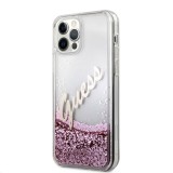 Zadní kryt Guess Liquid Glitter Vintage GUHCP12LGLVSPI pro Apple iPhone 12 Pro Max, růžová