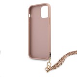Zadní kryt Guess PU Saffiano Gold Chain GUHCP12MSASGPI pro Apple iPhone 12/12 Pro, růžová