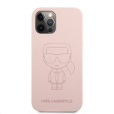 Silikonový kryt Karl Lagerfeld KLHCP12LSILTTPI Iconic Outline Tone on Tone pro Apple iPhone 12 Pro Max, růžová