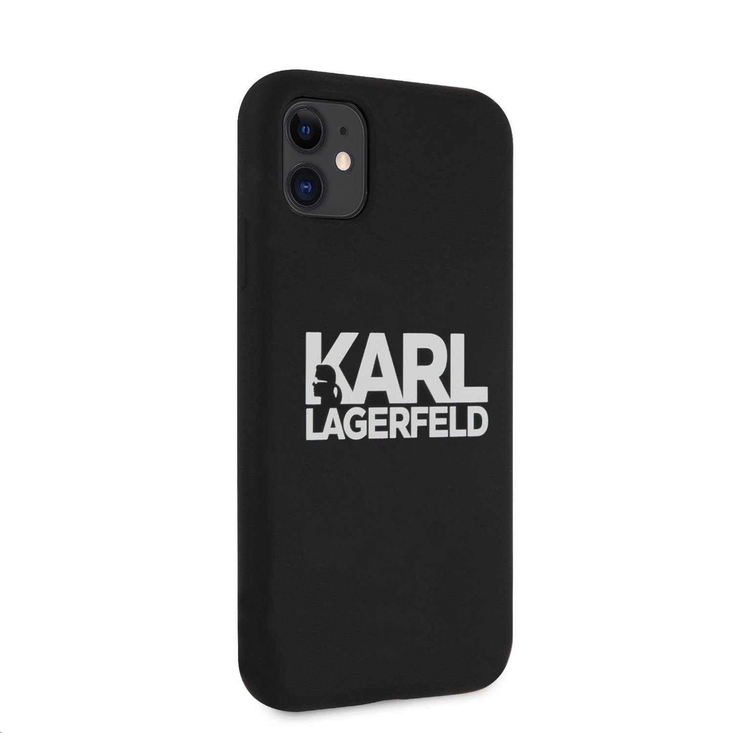 Silikonový kryt Karl Lagerfeld Stack White Logo KLHCN61SLKLRBK Apple iPhone 11, černá