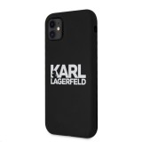 Silikonový kryt Karl Lagerfeld Stack White Logo KLHCP12MSLKLRBK pro Apple iPhone 12/12 Pro, černá
