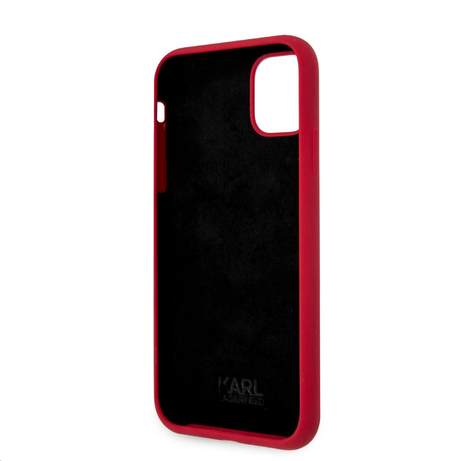 Silikonový kryt Karl Lagerfeld Stack Black Logo KLHCN61SLKLRE pro Apple iPhone 11, červená