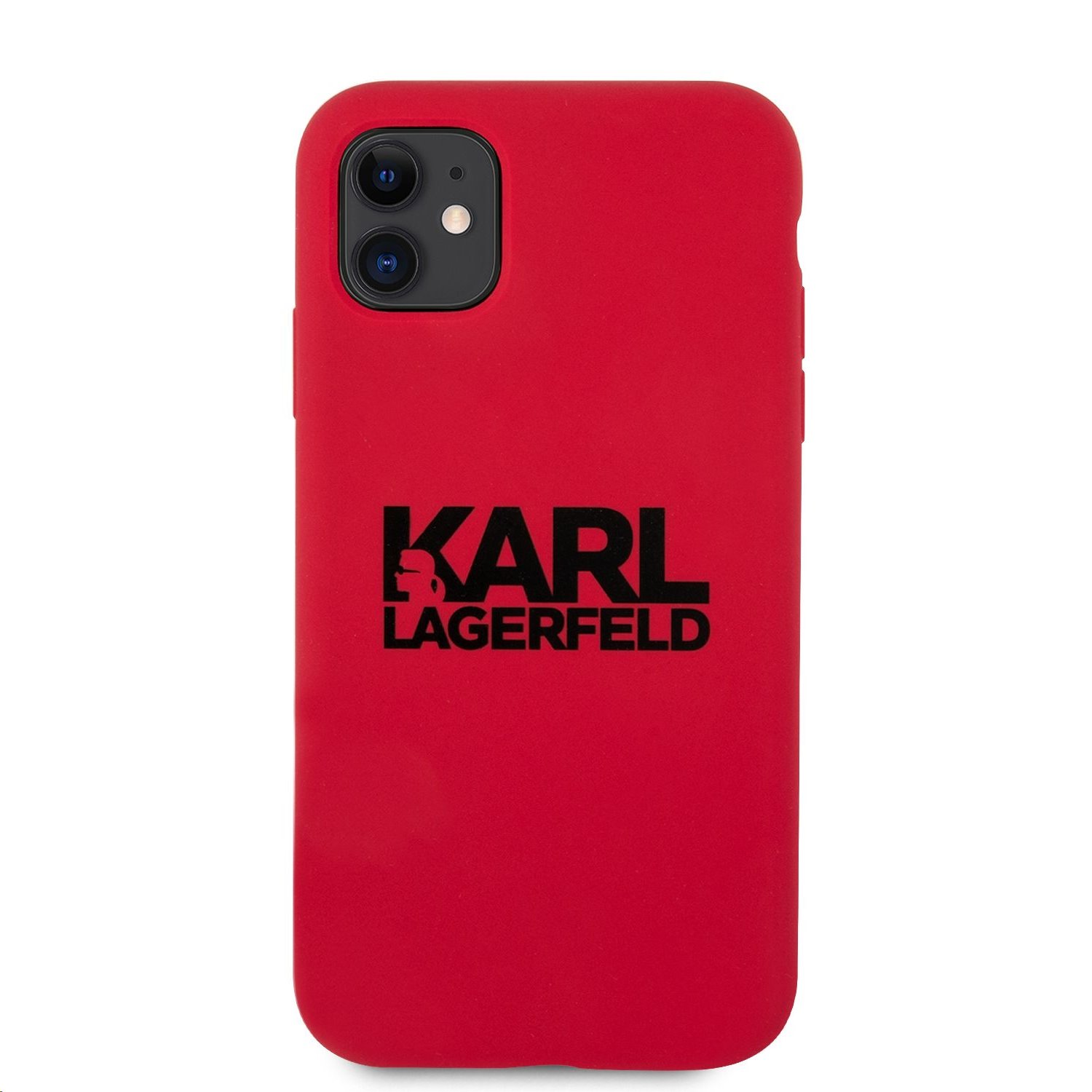 Silikonový kryt Karl Lagerfeld Stack Black Logo KLHCN61SLKLRE pro Apple iPhone 11, červená