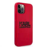 Silikonový kryt Karl Lagerfeld Stack Black Logo KLHCP12LSLKLRE pro Apple iPhone 12 Pro Max, červená