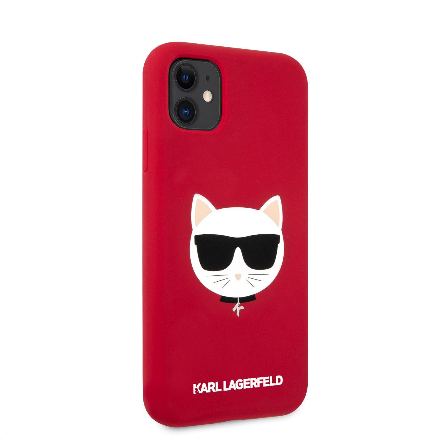 Silikonový kryt Karl Lagerfeld Choupette Head KLHCN61SLCHRE pro Apple iPhone 11, červená
