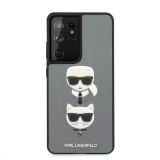 Karl Lagerfeld Saffiano K&C Heads kryt pro Samsung Galaxy S21 Ultra, stříbrná