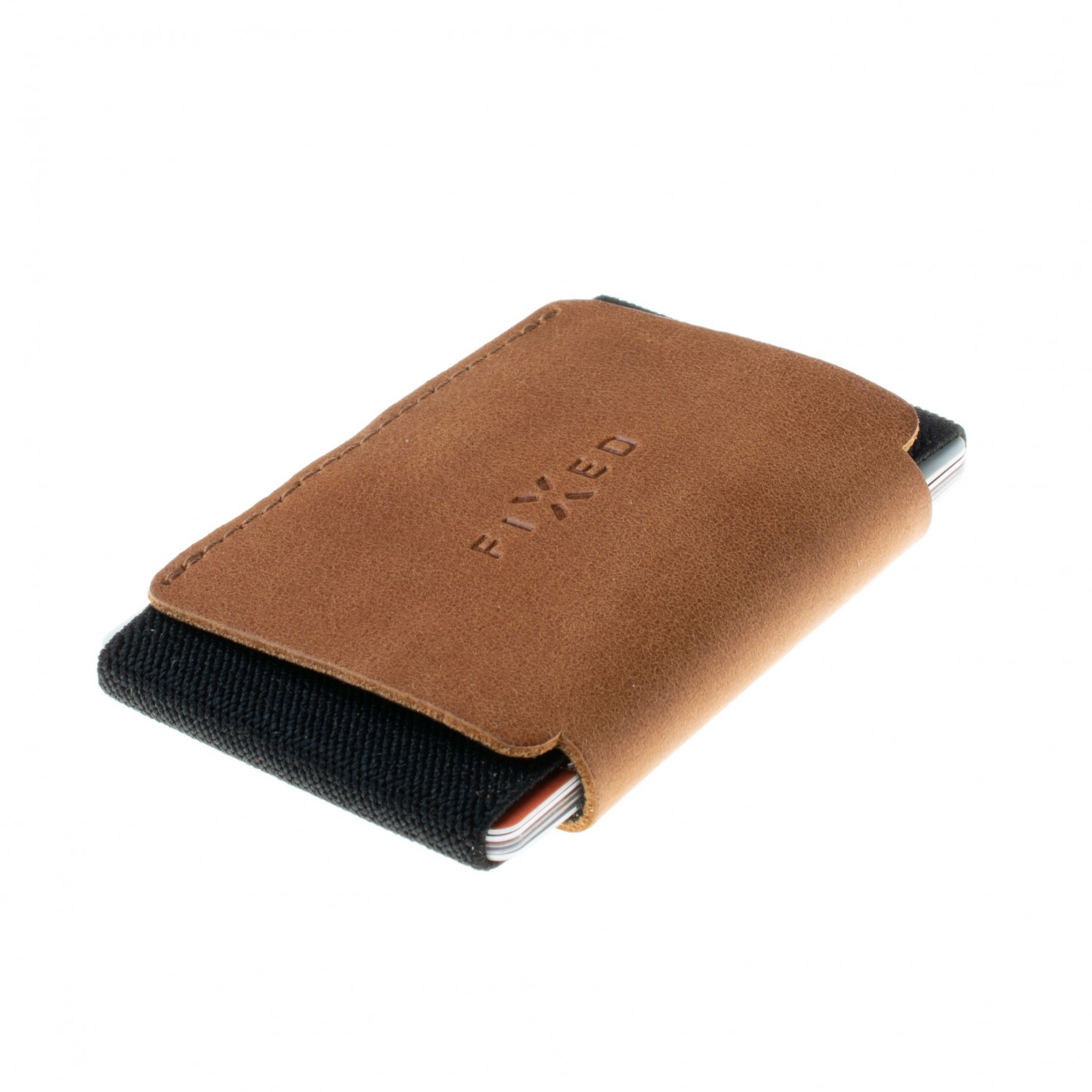 FIXED Tiny Wallet kožená peněženka z pravé hovězí kůže, hnědá
