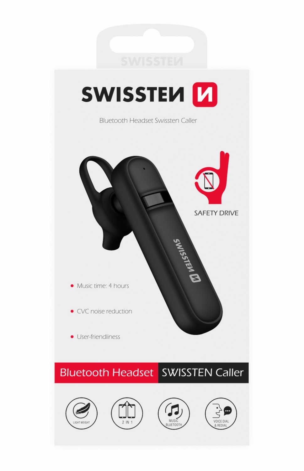 Levně Bluetooth Headset Swissten Caller, černá