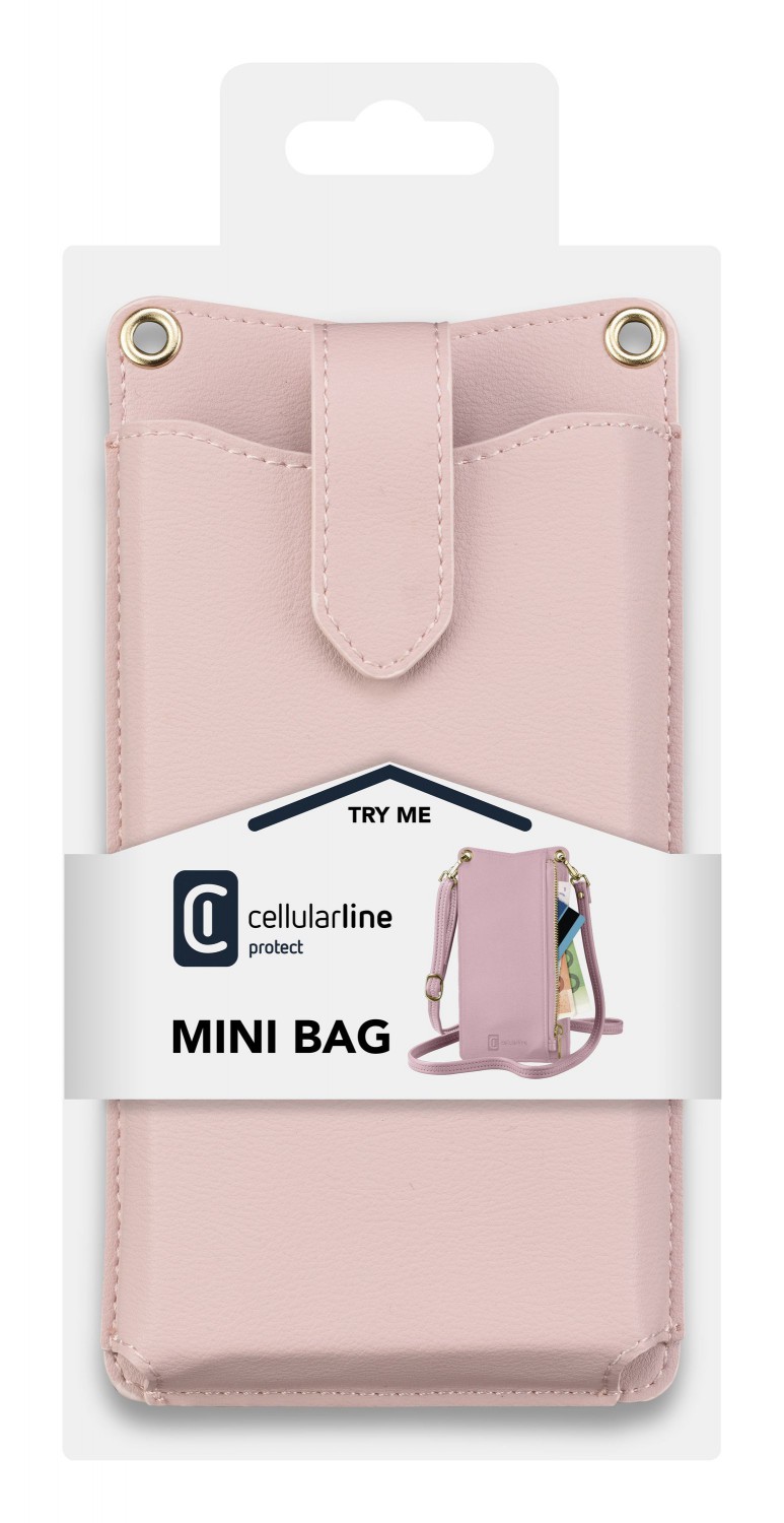 Pouzdro na krk Cellularline Mini Bag pro mobilní telefony, růžová