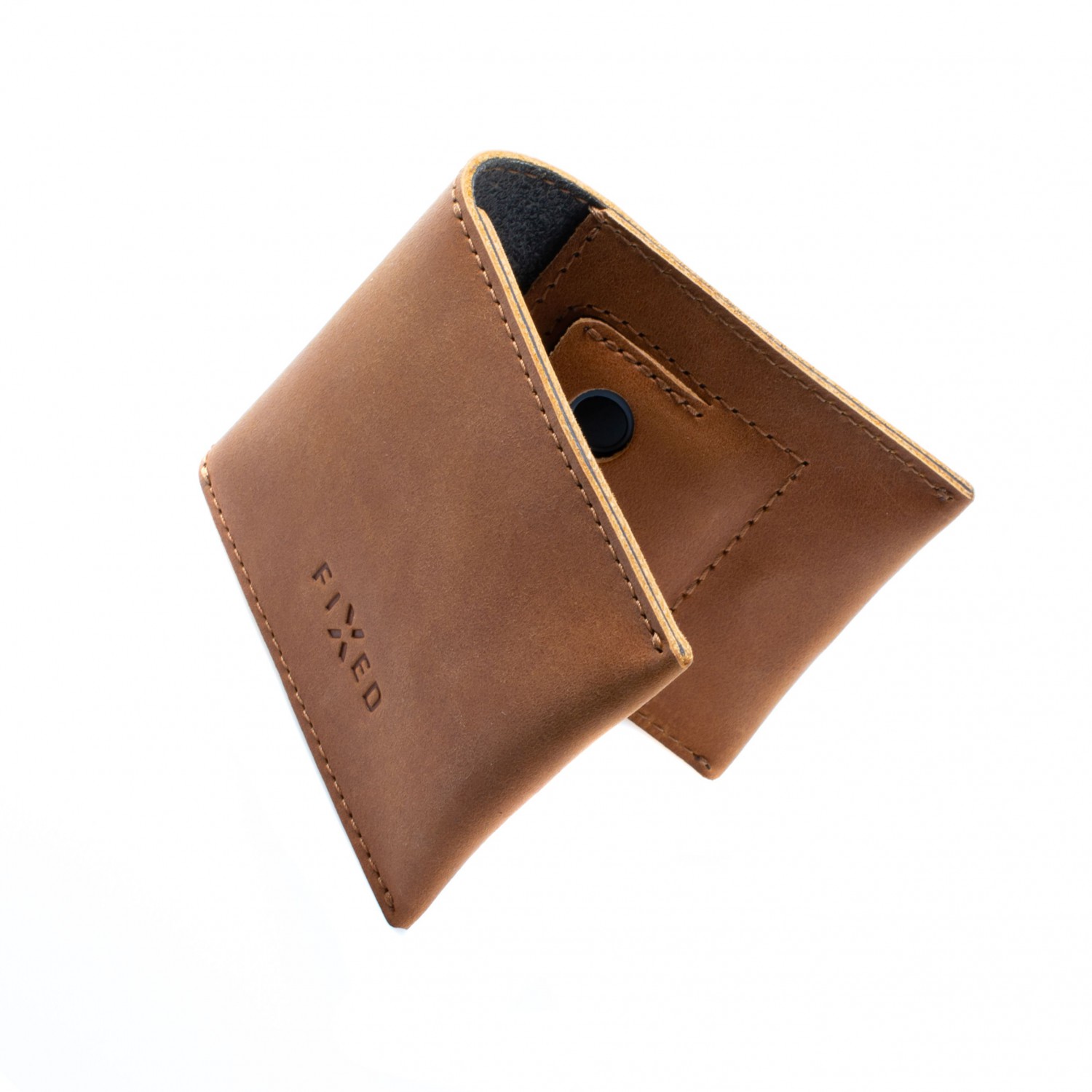 Kožená peněženka FIXED Smile Wallet se smart trackerem FIXED Smile PRO, hnědá