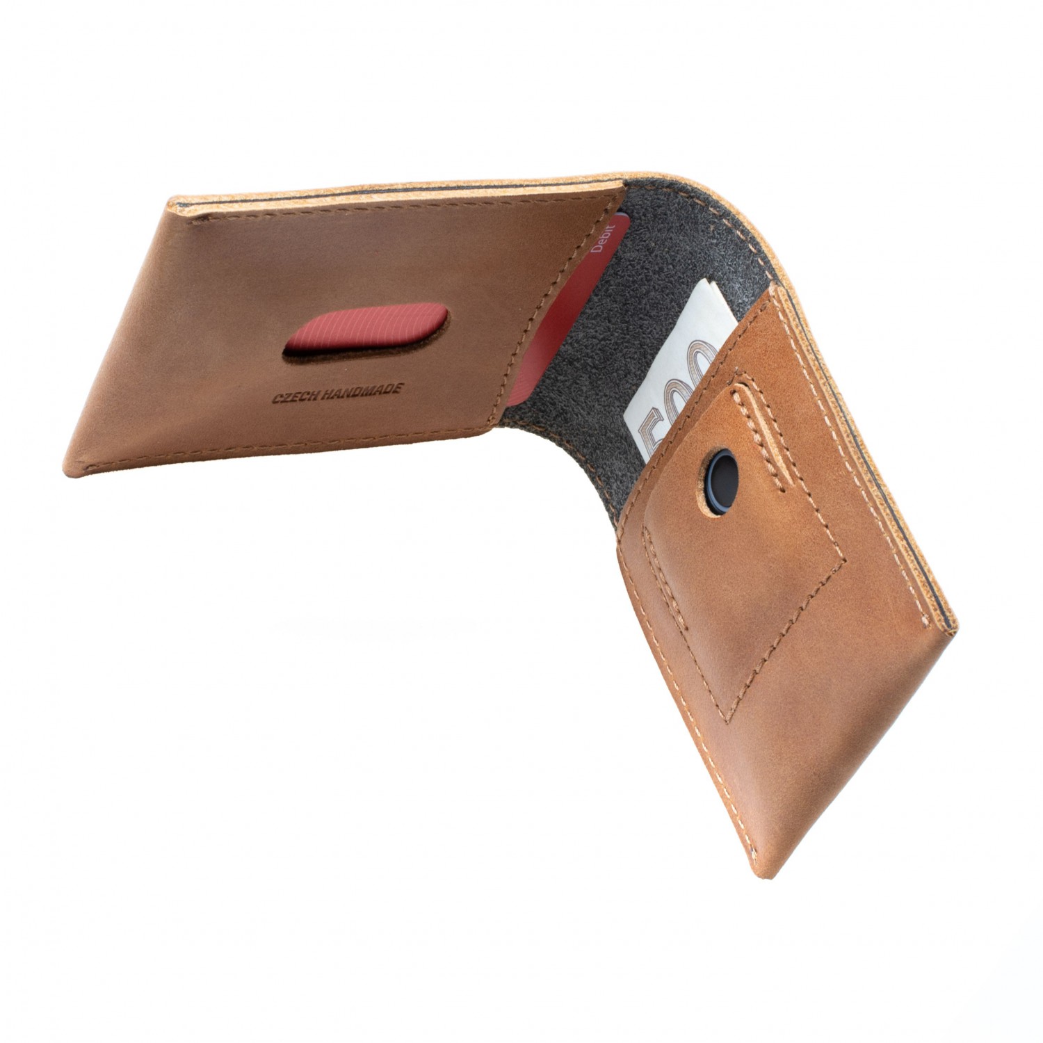 Kožená peněženka FIXED Smile Wallet se smart trackerem FIXED Smile PRO, hnědá
