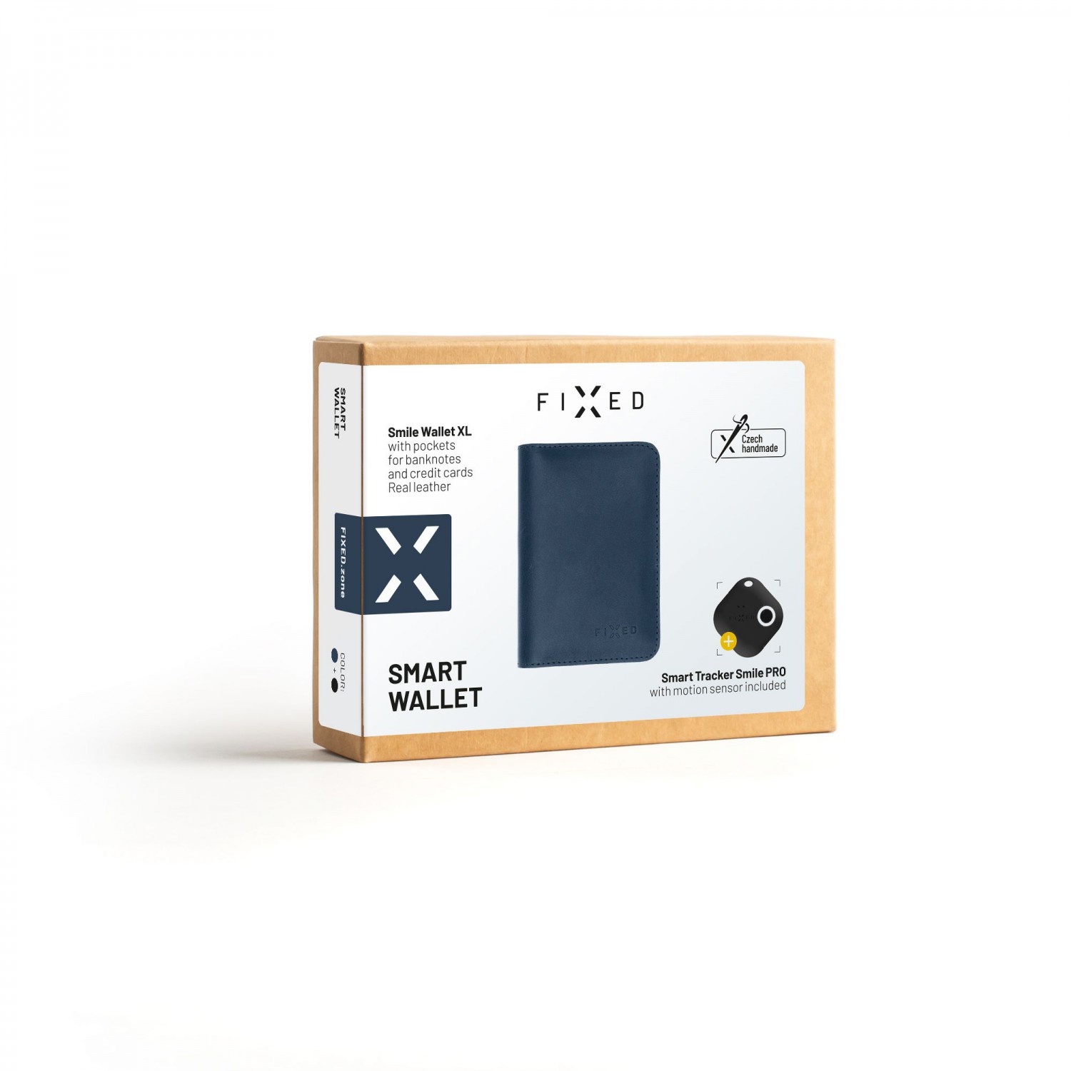 Levně Kožená peněženka FIXED Smile Wallet XL se smart trackerem FIXED Smile PRO, modrá