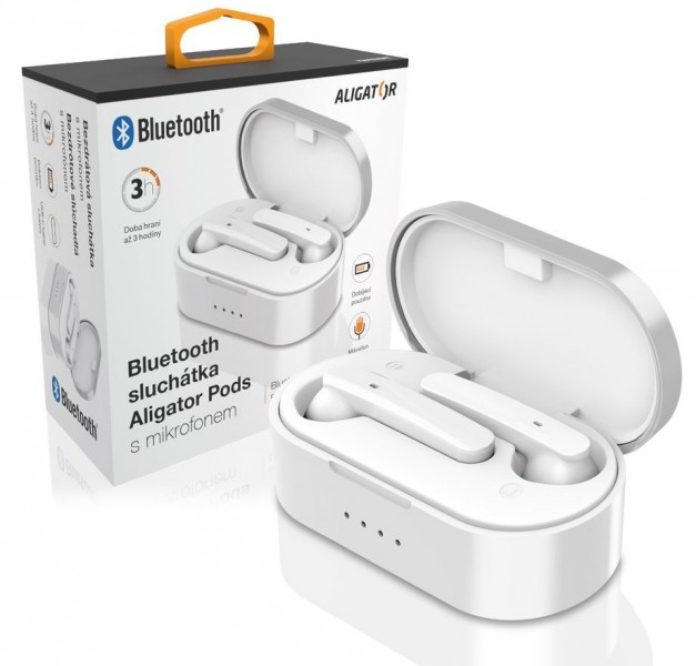 Bluetooth sluchátka ALIGATOR PODS, bílá