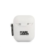 Silikonové pouzdro Karl Lagerfeld Karl Head KLACCSILKHWH pro Airpods 1/2, bílá