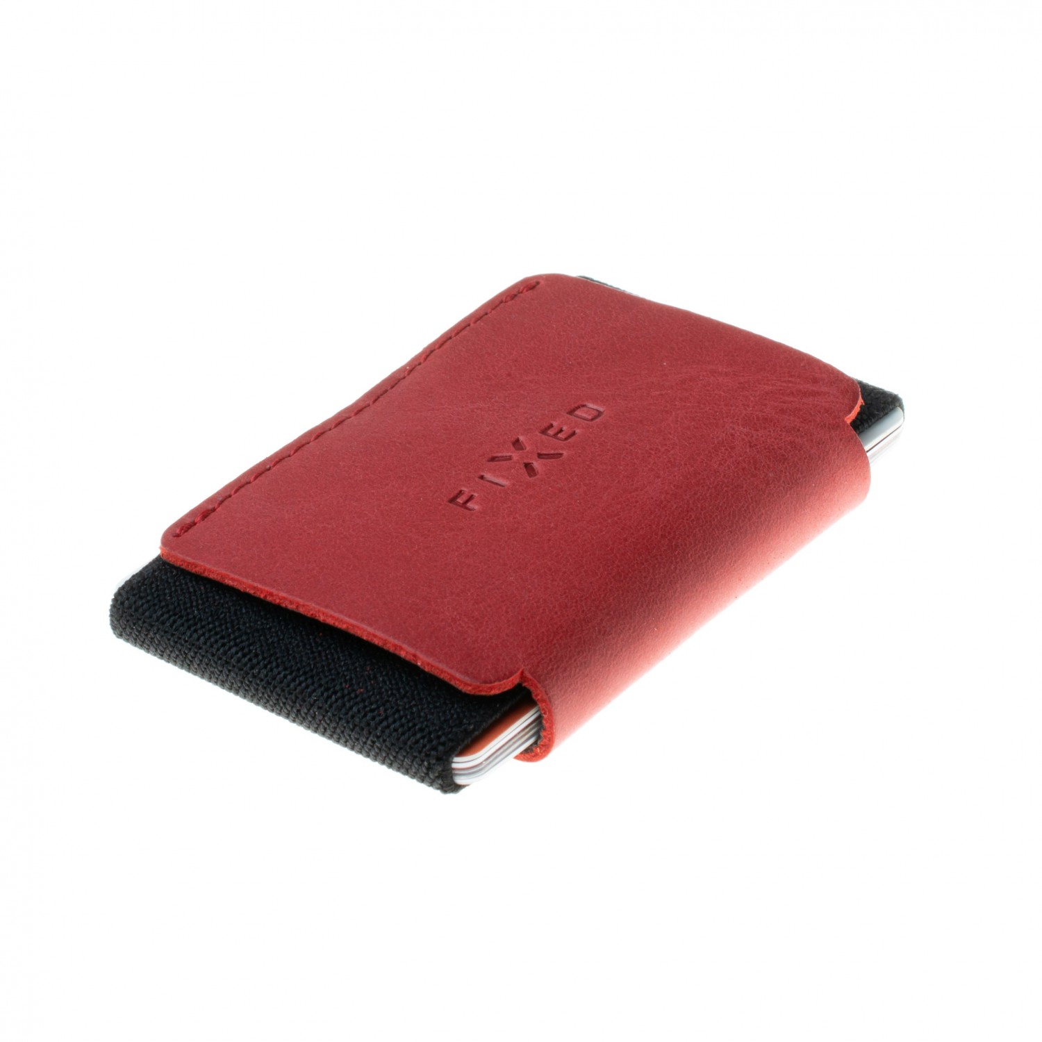 Kožená peněženka FIXED Smile Tiny Wallet se smart trackerem FIXED Smile PRO, červená