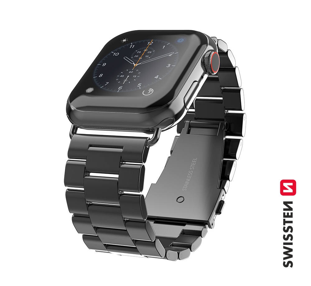 Levně Kovový řemínek Swissten pro Apple Watch 42-44 mm, černá