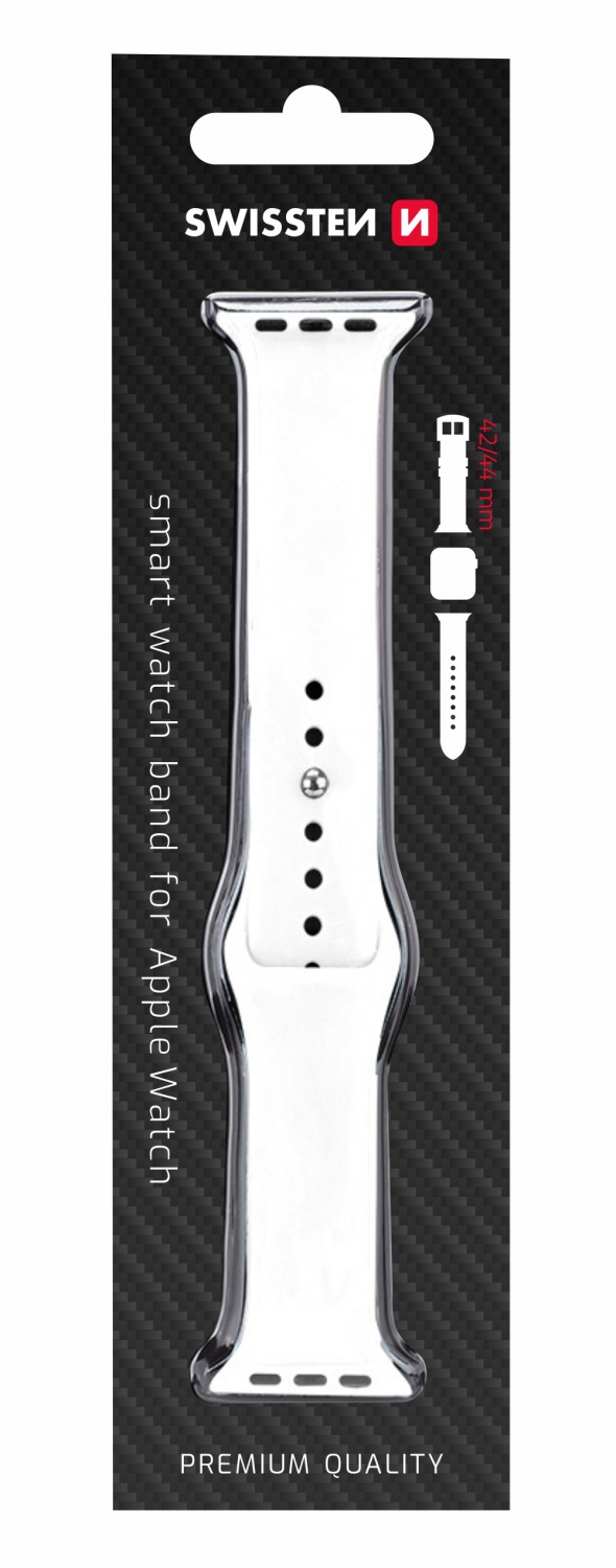 Levně Silikonový řemínek Swissten pro Apple Watch 42-44 mm, bílá
