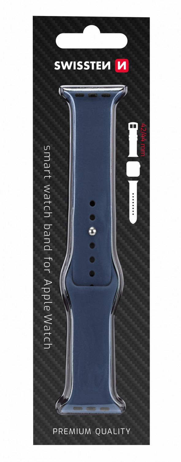 Levně Silikonové pouzdro Swissten pro Apple Watch 42-44 mm, modrá
