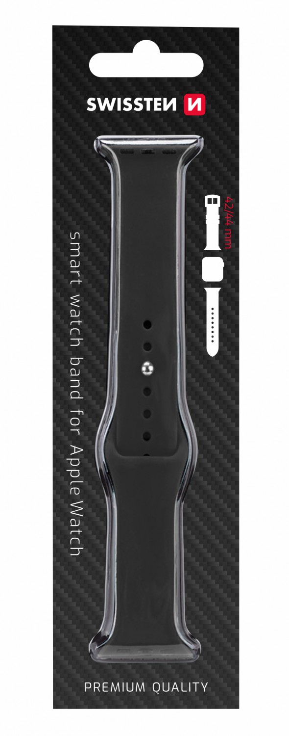 Silikonový řemínek Swissten pro Apple Watch 42-44mm, černá