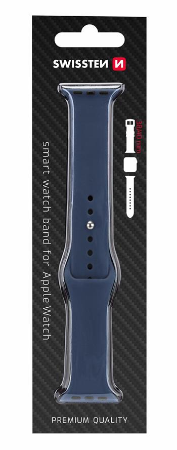 Levně Silikonový řemínek Swissten pro Apple Watch 38-40, modrá