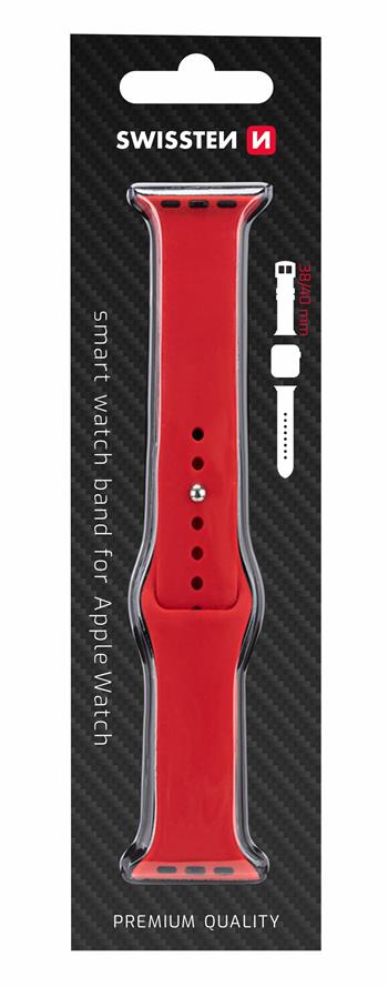 Silikonový řemínek Swissten pro Apple Watch 38-40mm, červená