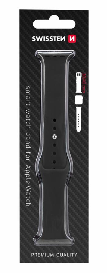 Levně Silikonový řemínek Swissten pro Apple Watch 38-40mm, černá