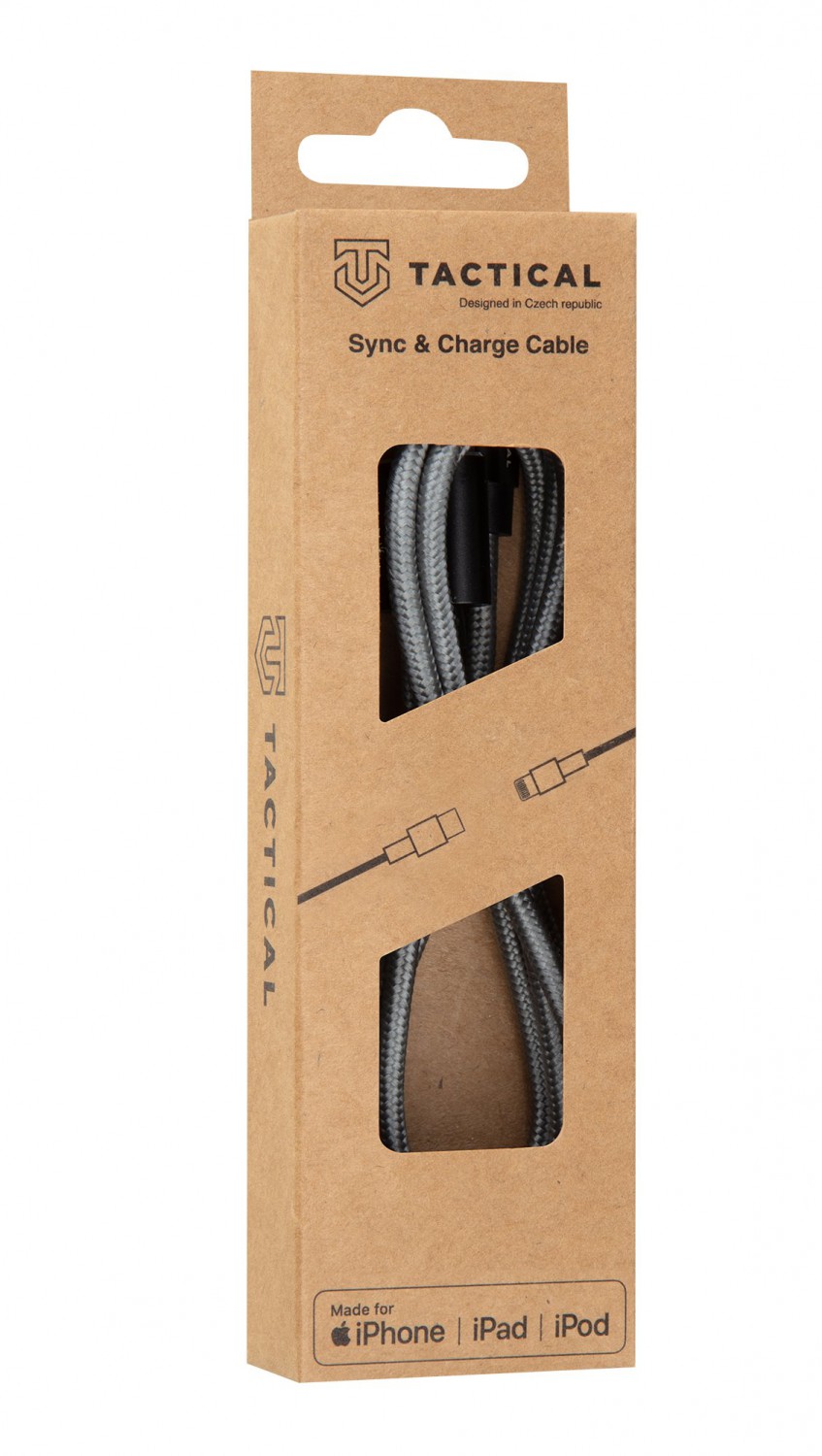 Kabel Tactical Fast Rope Aramid Cable USB-C/Lightning MFI, 0.3m, šedá