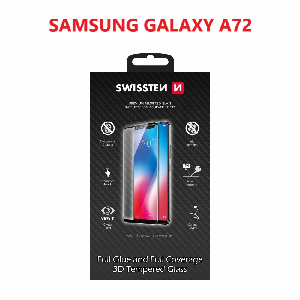 Tvrzené sklo Swissten Ultra Durable 3D Ful Glue Glass pro Samsung Galaxy A22, černá