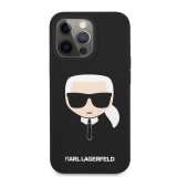 Zadní kryt Karl Lagerfeld Liquid Silicone Karl Head KLHCP13LSLKHBK pro Apple iPhone 13 Pro, černá
