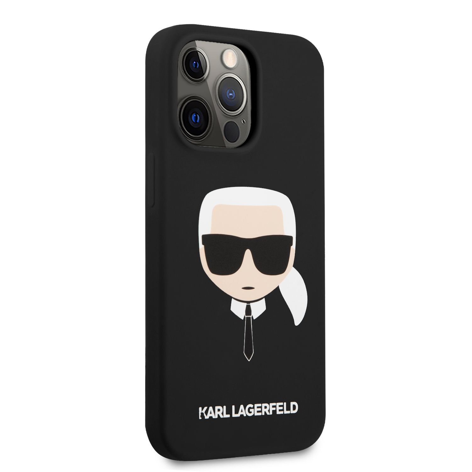 Zadní kryt Karl Lagerfeld Liquid Silicone Karl Head KLHCP13LSLKHBK pro Apple iPhone 13 Pro, černá