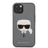Zadní kryt Karl Lagerfeld PU Saffiano Karl Head KLHCP13MSAKHSL pro Apple iPhone 13, stříbrná