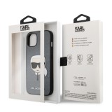 Zadní kryt Karl Lagerfeld PU Saffiano Karl Head KLHCP13SSAKHSL pro Apple iPhone 13 mini, stříbrná