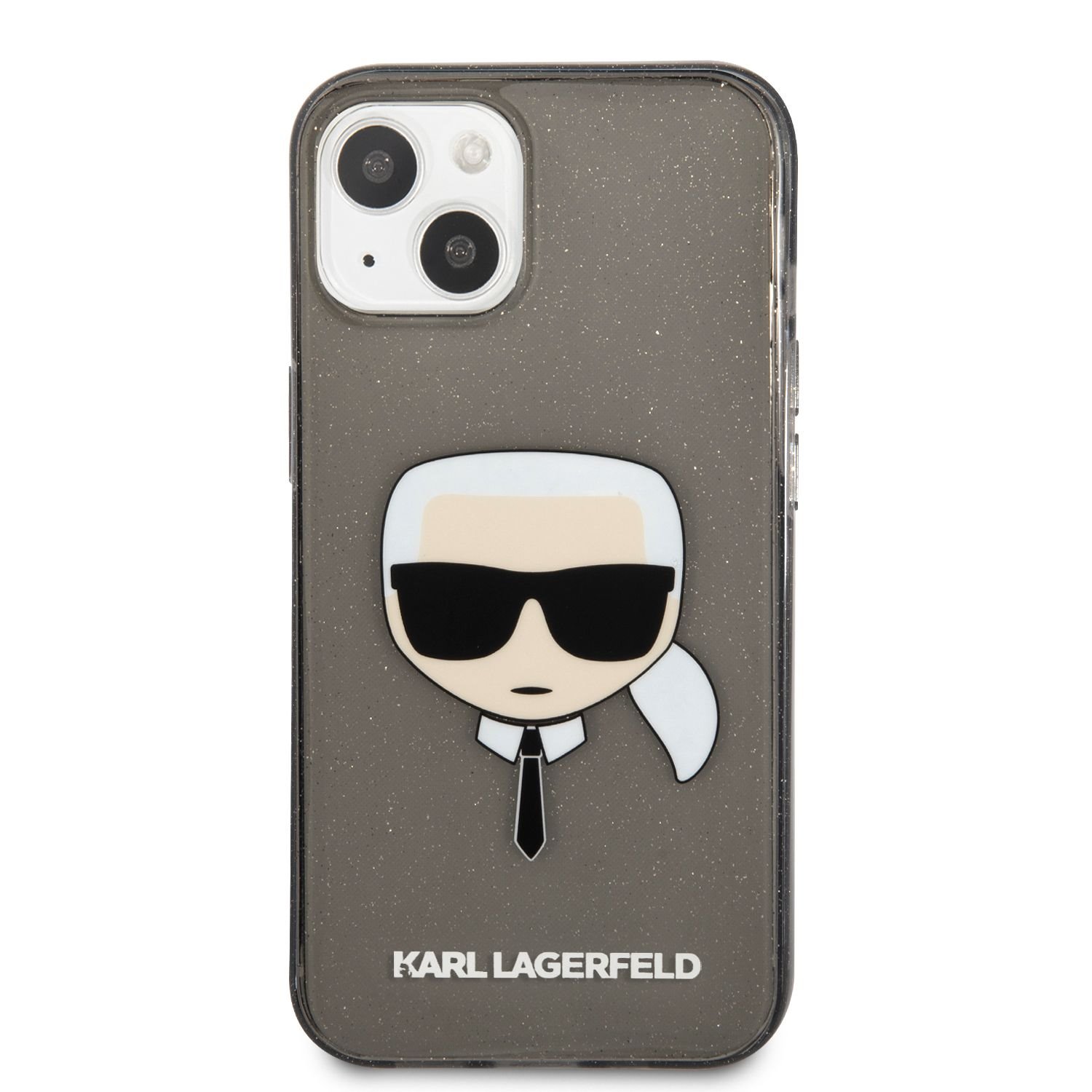 Zadní kryt Karl Lagerfeld TPU Full Glitter Karl Head KLHCP13MKHTUGLB pro Apple iPhone 13, černá