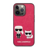 Pouzdro Karl Lagerfeld and Choupette PU Leather KLHCP13XPCUSKCP pro Apple iPhone 13 Pro Max, fuchsie