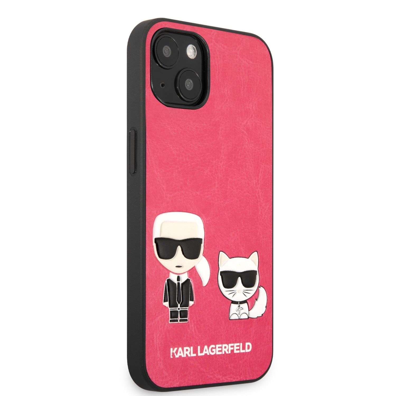 Pouzdro Karl Lagerfeld and Choupette PU Leather KLHCP13MPCUSKCP pro Apple iPhone 13, fuchsie