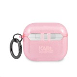 Silikonový kryt Karl Lagerfeld TPU Glitter Choupette Head KLA3UCHGP pro Airpods 3, růžová