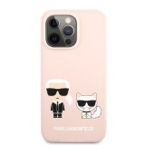 Silikonové pouzdro Karl Lagerfeld and Choupette Liquid KLHCP13MSSKCI pro Apple iPhone 13, růžová