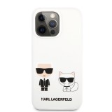 Silikonové pouzdro Karl Lagerfeld and Choupette Liquid KLHCP13MSSKCW pro Apple iPhone 13, bílá