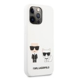 Silikonové pouzdro Karl Lagerfeld and Choupette Liquid KLHCP13MSSKCW pro Apple iPhone 13, bílá