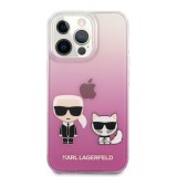 Zadní kryt Karl Lagerfeld PC/TPU Ikonik Karl and Choupette KLHCP13MCKTRP pro Apple iPhone 13, růžová