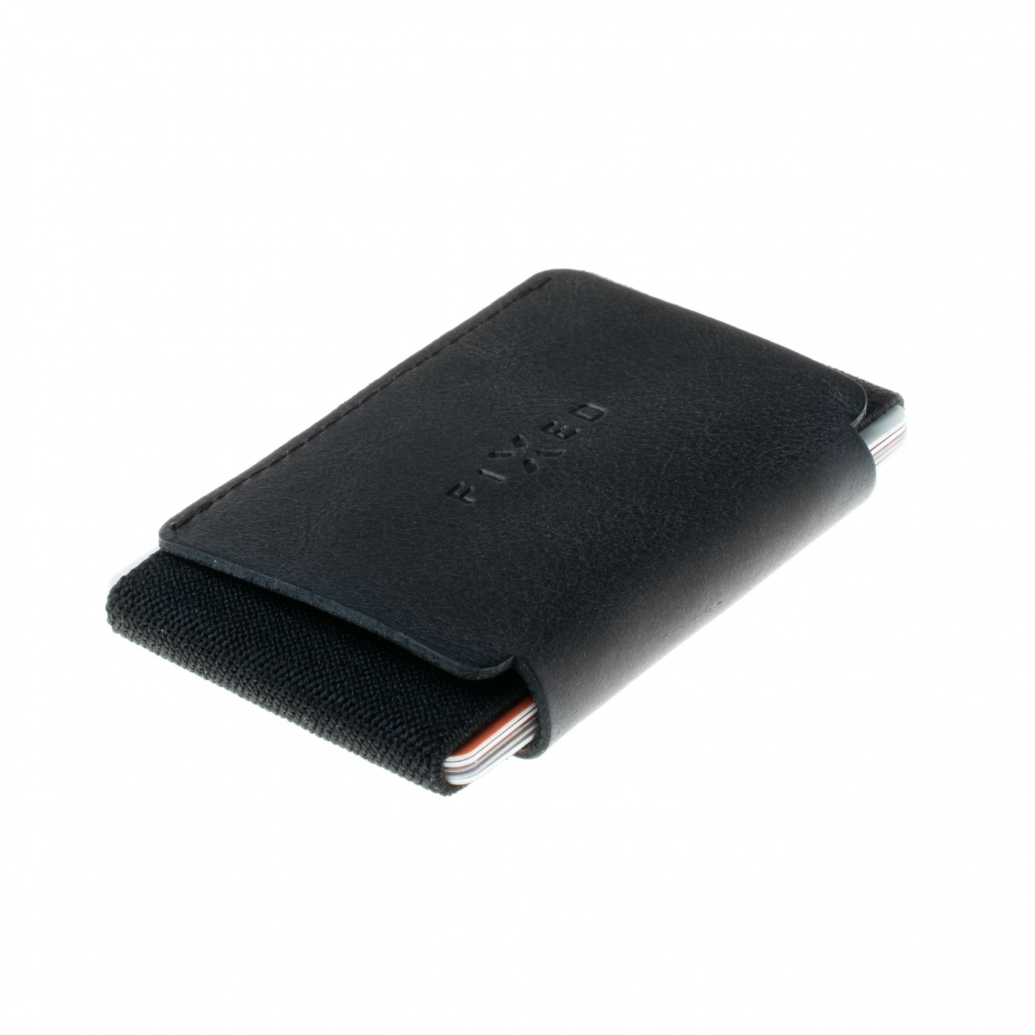 Kožená peněženka FIXED Tiny Wallet for AirTag z pravé hovězí kůže, černá