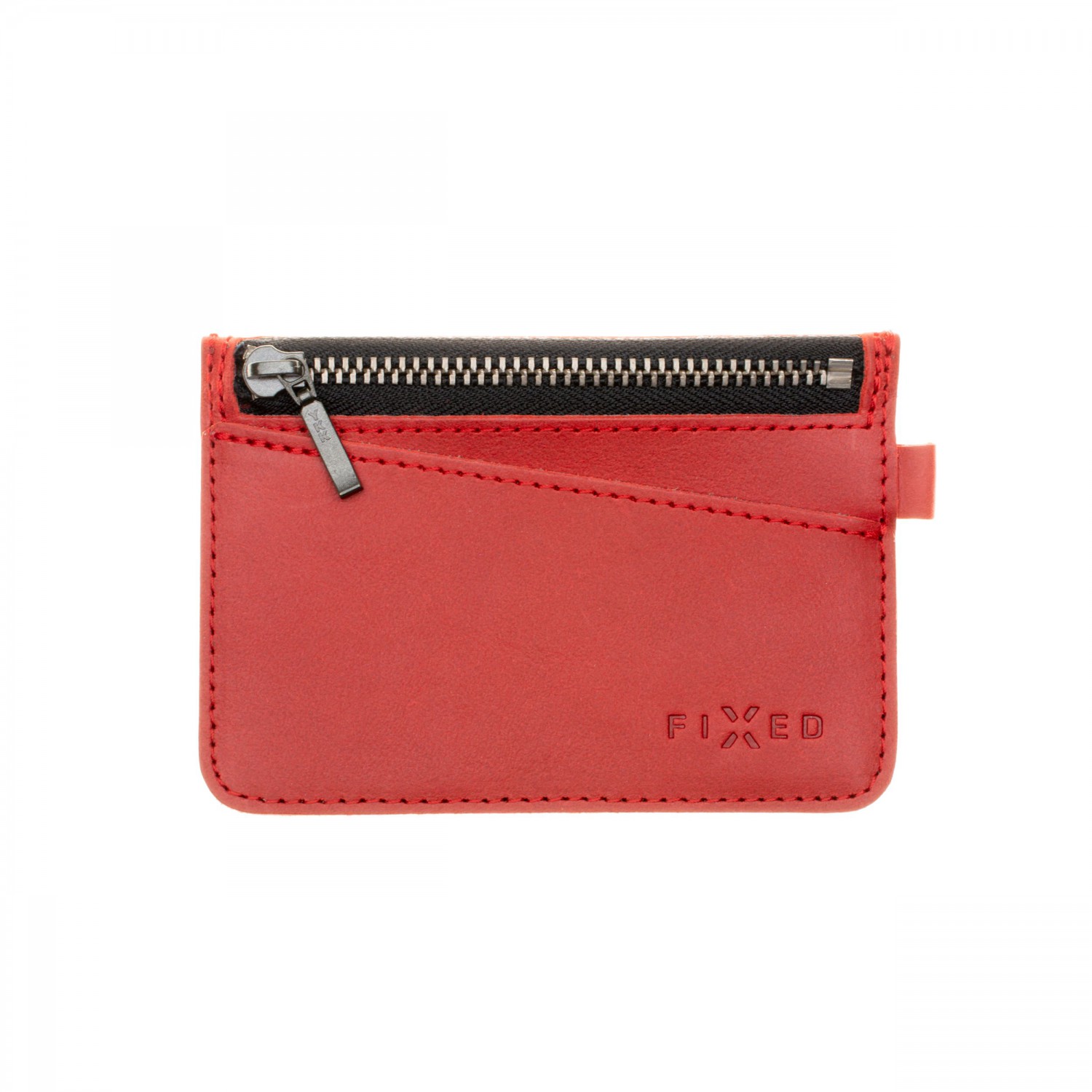 Kožená peněženka FIXED Smile Coins se smart trackerem FIXED Smile Pro, červená