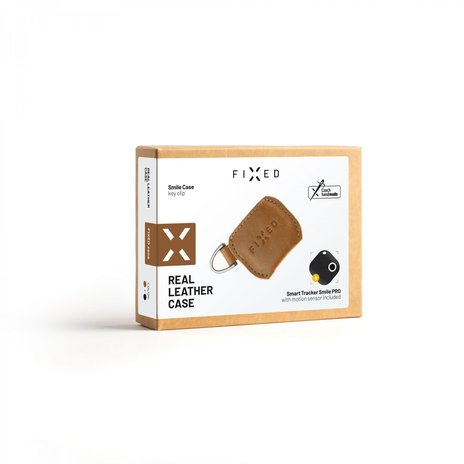 Kožené pouzdro FIXED Smile Case se smart trackerem FIXED Smile Pro, hnědá