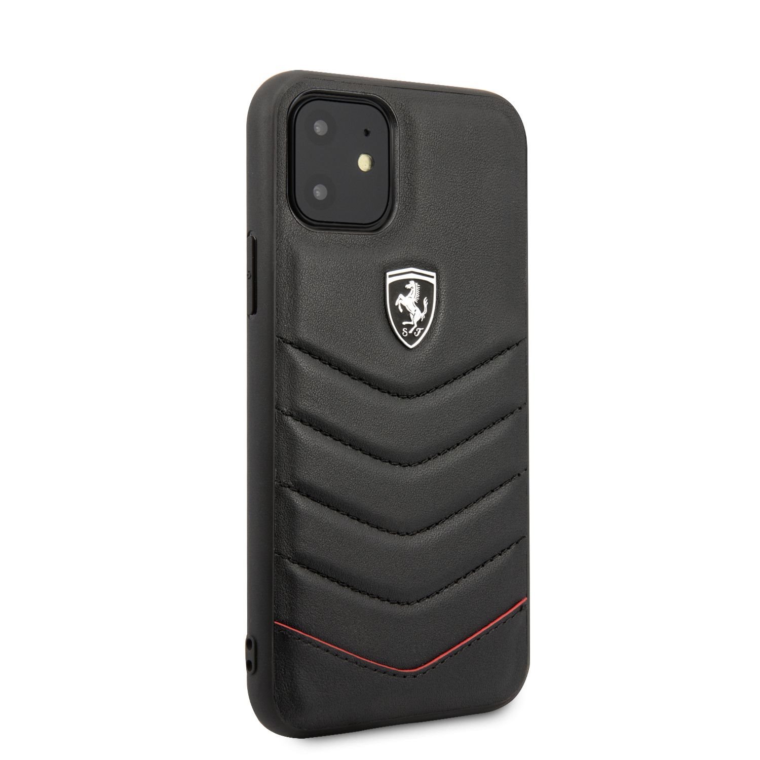 Ochranný kryt Ferrari Off Track Leather Quilted FEHQUHCP12MBK pro Apple iPhone 12/12 Pro, černá