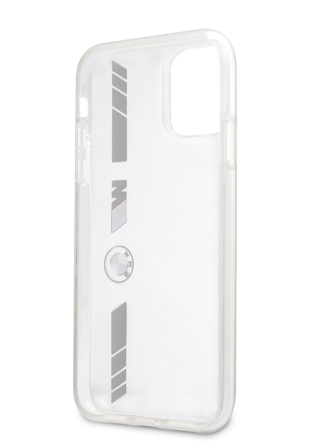 Ochranný kryt BMW M PC/TPU Silver Stripes BMHCP12LMKTSS pro Apple iPhone 12 Pro Max, transparentní