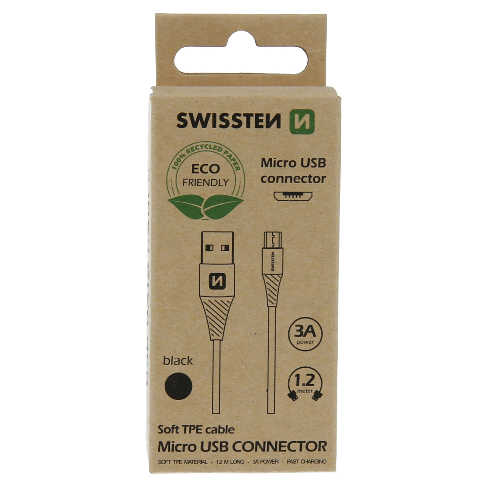 Levně Datový kabel Swissten USB/Micro USB, 1,2m, černá