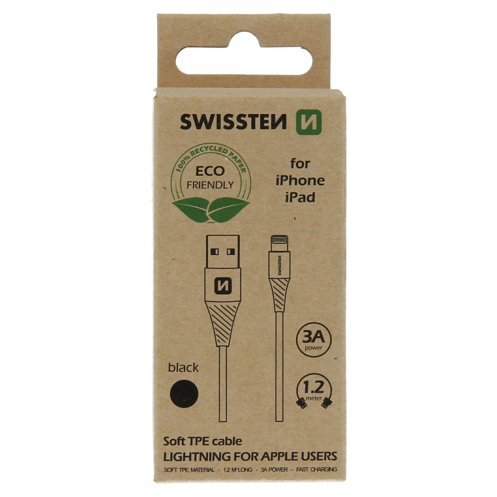 Datový kabel Swissten USB/Lightning, 1,2M, černá