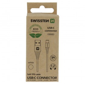 Datový kabel Swissten USB/USB-C, 1,2m, bílá