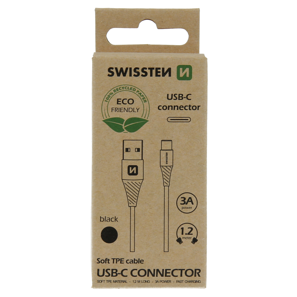 Datový kabel Swissten USB/USB-C, 1,2M, černá